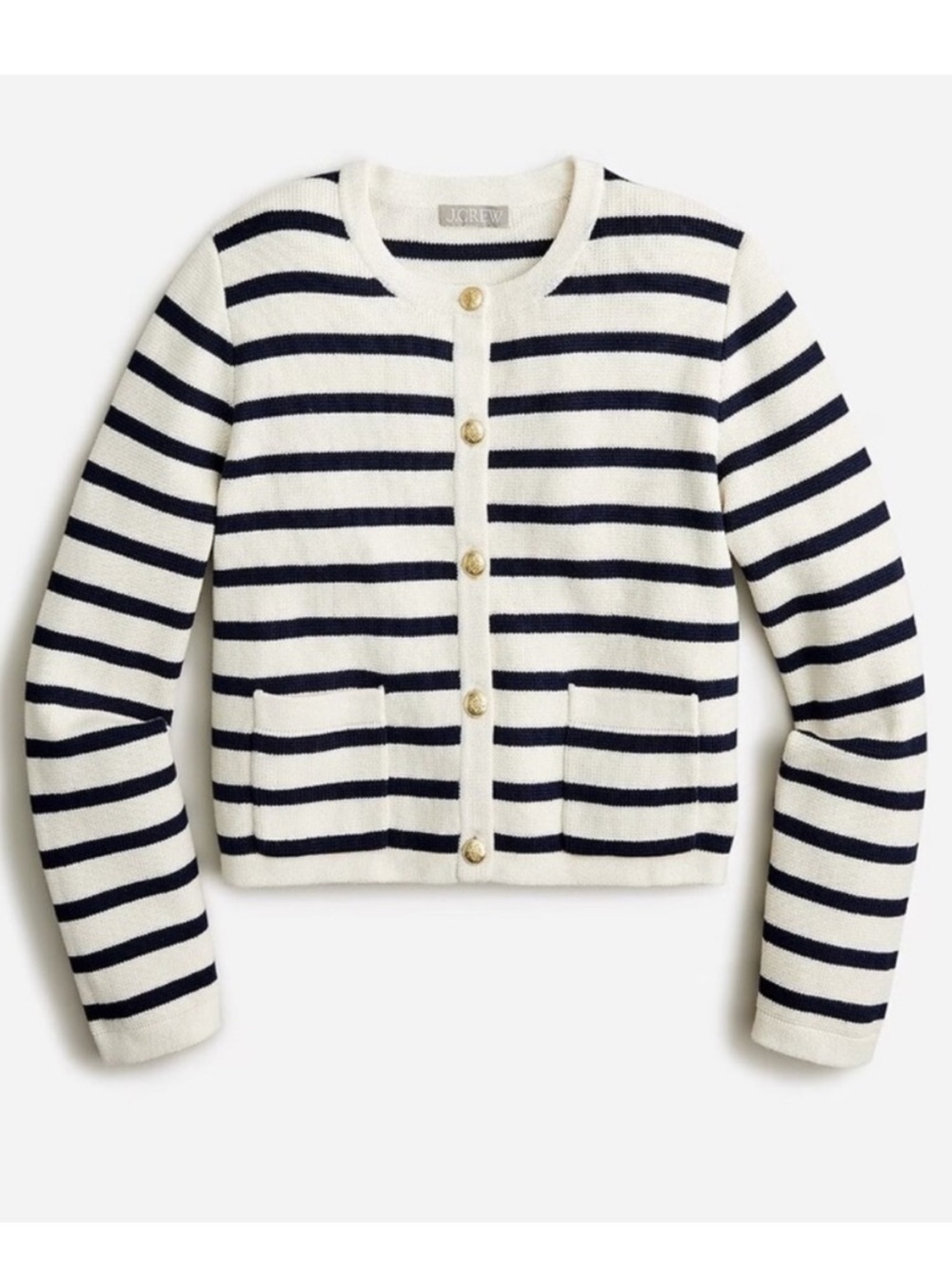 J. Crew Emilie lady jacket Striped Cardigan in Navy and White